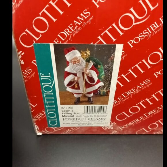 2005 Clothtique Possible Dreams "Catch a Falling Star" Wind up Musical Santa - Picture 5 of 5